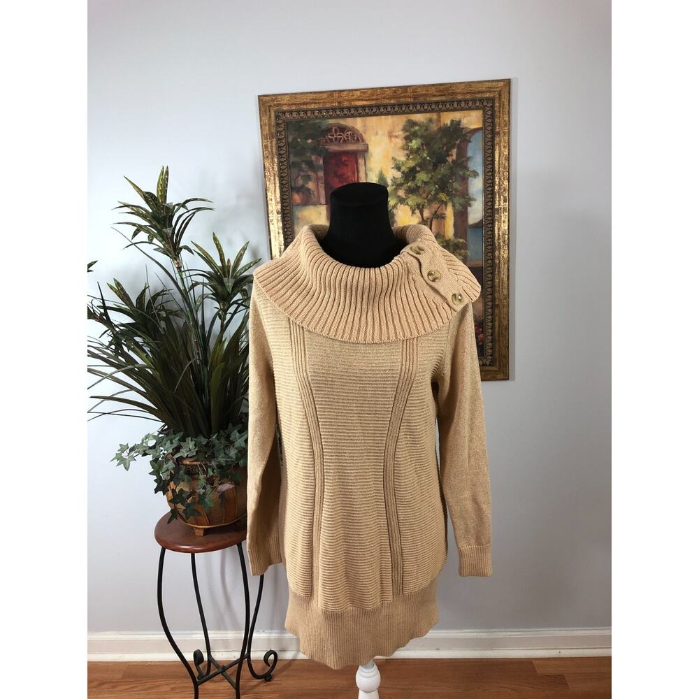 Style & Co. Tunic Sweater Women's Size 0X Beige Quiet Luxury Business Preppy